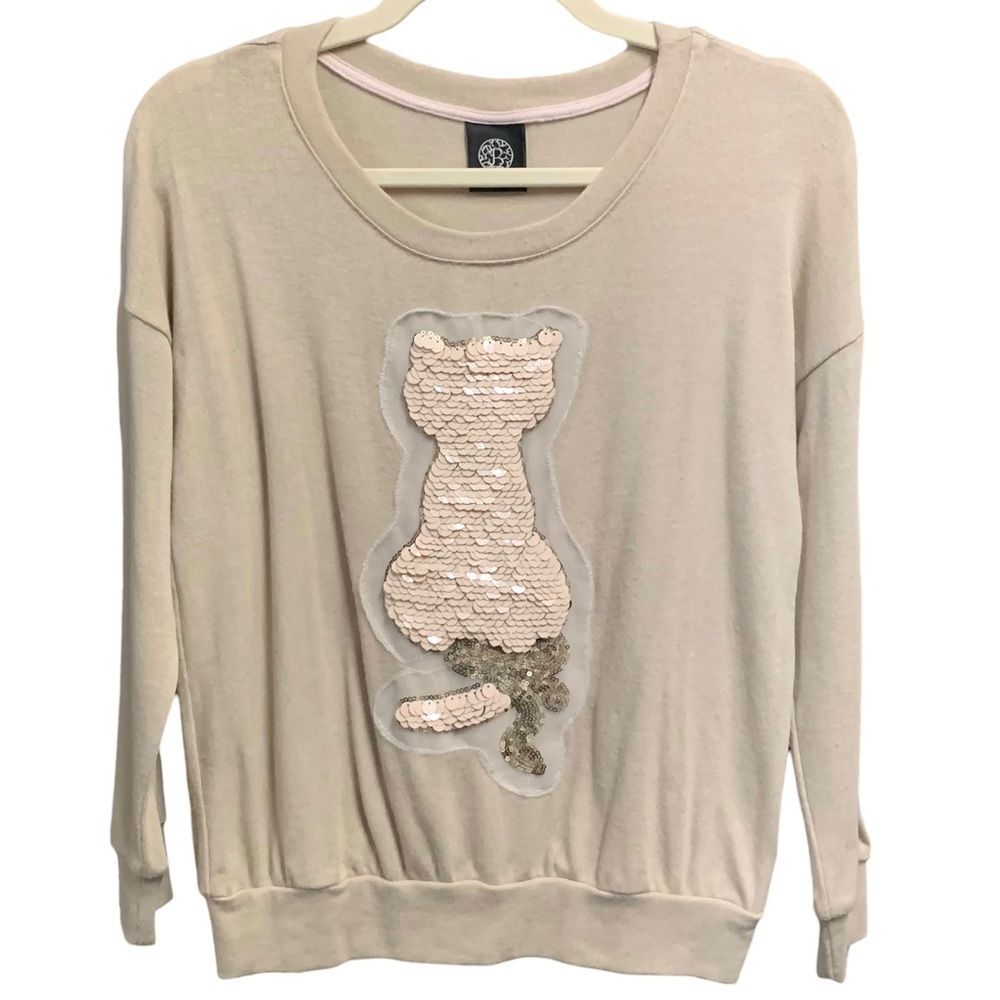 BOBEAU Sequined Cat Pull-over Sweater